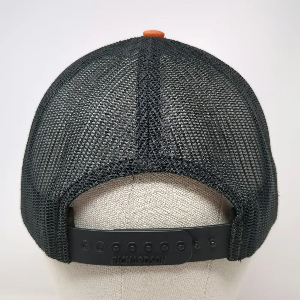 Richardson Trucker Hat Orange Black One Size Mesh Back Snapback Insulation Logo